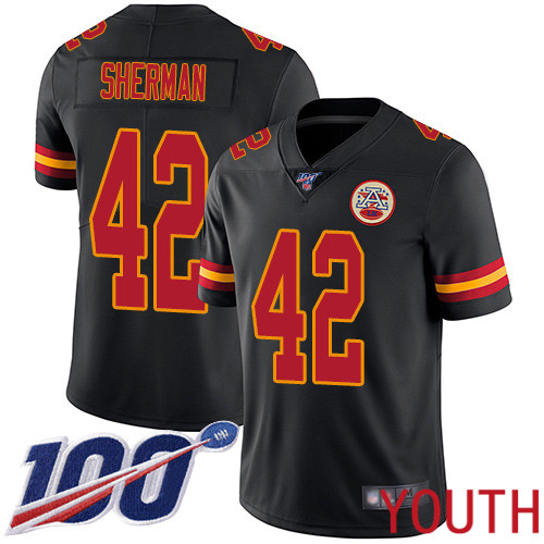 Youth Kansas City Chiefs #42 Sherman Anthony Limited Black Rush Vapor Untouchable 100th Season Nike NFL Jersey->kansas city chiefs->NFL Jersey